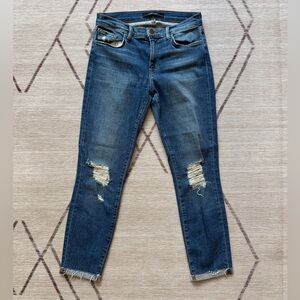 J Brand Blue Distressed Ankle Jeans